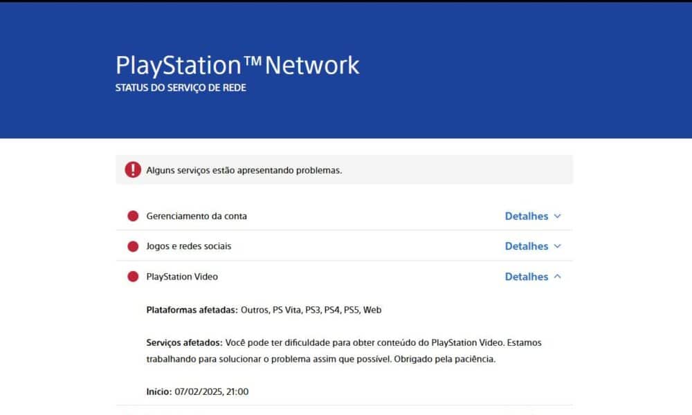 psn fora do ar